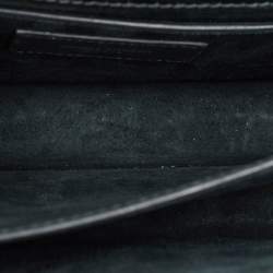 Pre Owned Saint Laurent Dark Green Croc Embossed Leather Medium Sunset Shoulder Bag