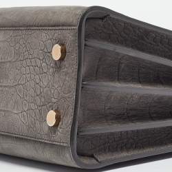 Saint Laurent Grey Croc Embossed Leather Baby Classic Sac De Jour Tote