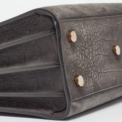 Saint Laurent Grey Croc Embossed Leather Baby Classic Sac De Jour Tote
