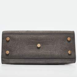 Saint Laurent Grey Croc Embossed Leather Baby Classic Sac De Jour Tote