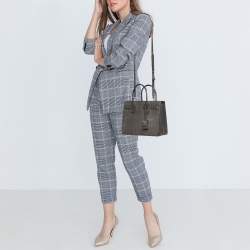 Saint Laurent Grey Croc Embossed Leather Baby Classic Sac De Jour Tote