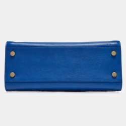 Saint Laurent Blue Leather Small Monogram Cabas Bag