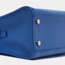 Saint Laurent Blue Leather Small Monogram Cabas Bag