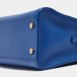 Saint Laurent Blue Leather Small Monogram Cabas Bag