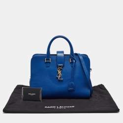 Saint Laurent Blue Leather Small Monogram Cabas Bag