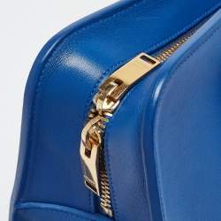 Saint Laurent Blue Leather Small Monogram Cabas Bag