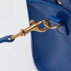 Saint Laurent Blue Leather Small Monogram Cabas Bag