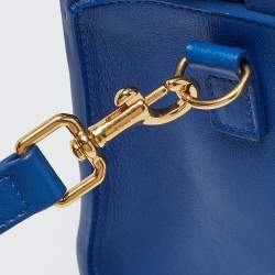 Saint Laurent Blue Leather Small Monogram Cabas Bag
