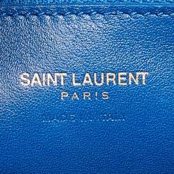 Saint Laurent Blue Leather Small Monogram Cabas Bag