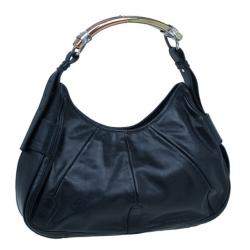 Pre Owned Saint Laurent Paris Black Leather Small Hobo