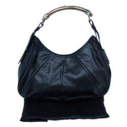 Pre Owned Saint Laurent Paris Black Leather Small Hobo