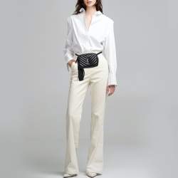 Pre Owned Saint Laurent Black Matelassé Leather Lou Belt Bag