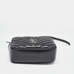 Pre Owned Saint Laurent Black Matelassé Leather Lou Belt Bag