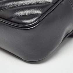 Pre Owned Saint Laurent Black Matelassé Leather Lou Belt Bag