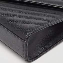 Saint Laurent Black Matelasse Leather Medium Cassandre Flap Bag