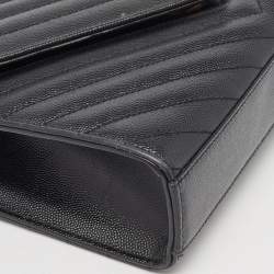 Saint Laurent Black Matelasse Leather Medium Cassandre Flap Bag