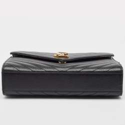 Saint Laurent Black Matelasse Leather Medium Cassandre Flap Bag