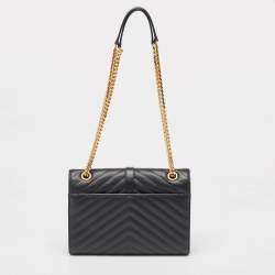 Saint Laurent Black Matelasse Leather Medium Cassandre Flap Bag