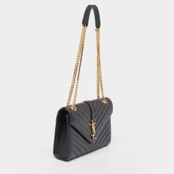 Saint Laurent Black Matelasse Leather Medium Cassandre Flap Bag