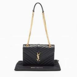 Saint Laurent Black Matelasse Leather Medium Cassandre Flap Bag
