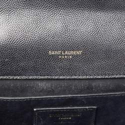 Saint Laurent Black Matelasse Leather Medium Cassandre Flap Bag