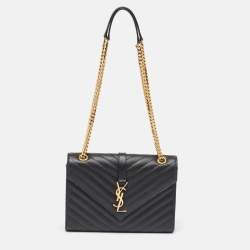 Saint Laurent Black Matelasse Leather Medium Cassandre Flap Bag