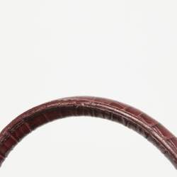 Pre Owned Saint Laurent Dark Red Croc Embossed Leather Baby Classic Sac De Jour Tote