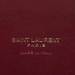 Pre Owned Saint Laurent Dark Red Croc Embossed Leather Baby Classic Sac De Jour Tote