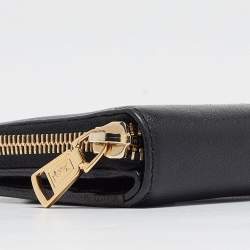Saint Laurent Black Leather Belle de Jour Zip Compact Wallet