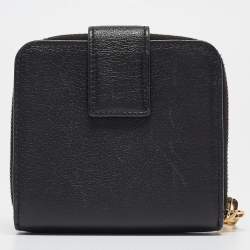 Saint Laurent Black Leather Belle de Jour Zip Compact Wallet