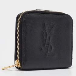 Saint Laurent Black Leather Belle de Jour Zip Compact Wallet