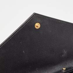Saint Laurent Black Matelassé Leather Cassandre Wallet on Chain