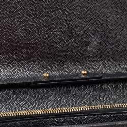 Saint Laurent Black Matelassé Leather Cassandre Wallet on Chain
