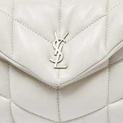 Saint Laurent Off White Leather Loulou Monogram Puffer Pouch