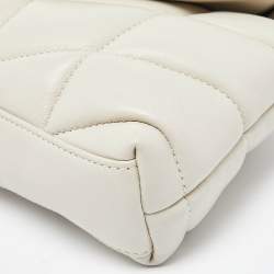 Saint Laurent Off White Leather Loulou Monogram Puffer Pouch