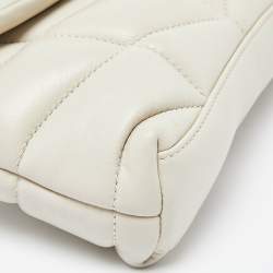Saint Laurent Off White Leather Loulou Monogram Puffer Pouch