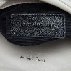 Saint Laurent Off White Leather Loulou Monogram Puffer Pouch