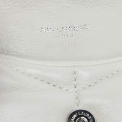 Saint Laurent Off White Leather Loulou Monogram Puffer Pouch