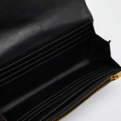 Pre Owned Saint Laurent Black Matelassé Leather Cassandre Flap Wallet