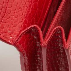 Pre Owned Saint Laurent Red Croc Embossed Leather Medium Sunset Shoulder Bag