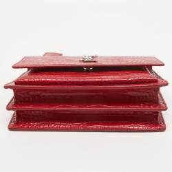 Pre Owned Saint Laurent Red Croc Embossed Leather Medium Sunset Shoulder Bag