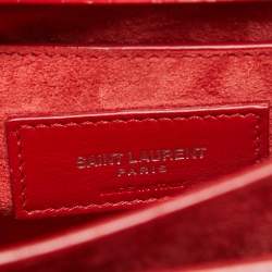 Pre Owned Saint Laurent Red Croc Embossed Leather Medium Sunset Shoulder Bag