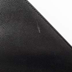 Pre Owned Saint Laurent Black Matelassé Leather Large Monogram Envelope Shoulder Bag