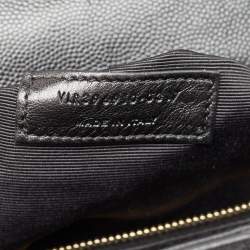 Pre Owned Saint Laurent Black Matelassé Leather Large Monogram Envelope Shoulder Bag
