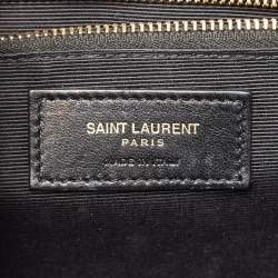 Pre Owned Saint Laurent Black Matelassé Leather Large Monogram Envelope Shoulder Bag
