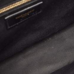 Pre Owned Saint Laurent Black Matelassé Leather Large Monogram Envelope Shoulder Bag