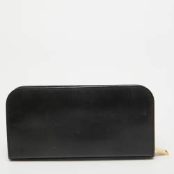 Pre Owned Saint Laurent Black Leather Zip Continental Wallet