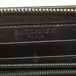 Pre Owned Saint Laurent Black Leather Zip Continental Wallet