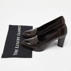 مملوكة مسبقًا Saint Laurent Paris Brown Leather Pointed Toe Loafer Pumps Size 39