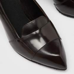 مملوكة مسبقًا Saint Laurent Paris Brown Leather Pointed Toe Loafer Pumps Size 39